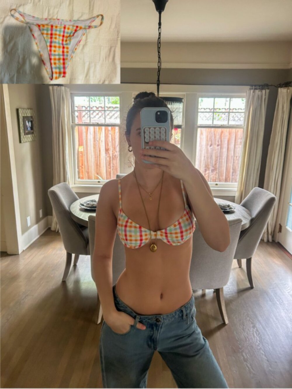 pastel plaid underwire bikini set 🌈☀️